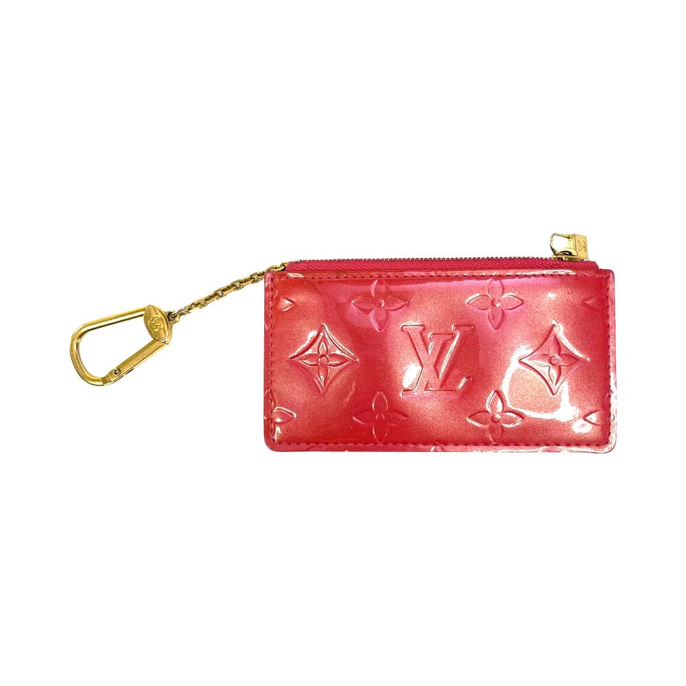 Louis Vuitton Vernis Key Pouch Coin Purse Rose Pop Pink Clochette Charm